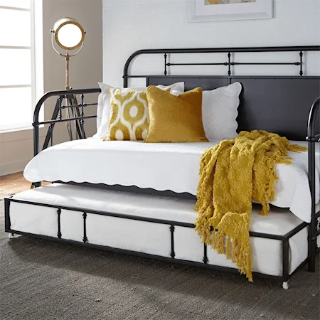 Twin Metal Trundle Daybed with Turned Spindles